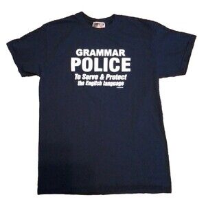 Grammar Police Navy Blue T Shirt Mens Size M Medium Computer Gear & More Funny